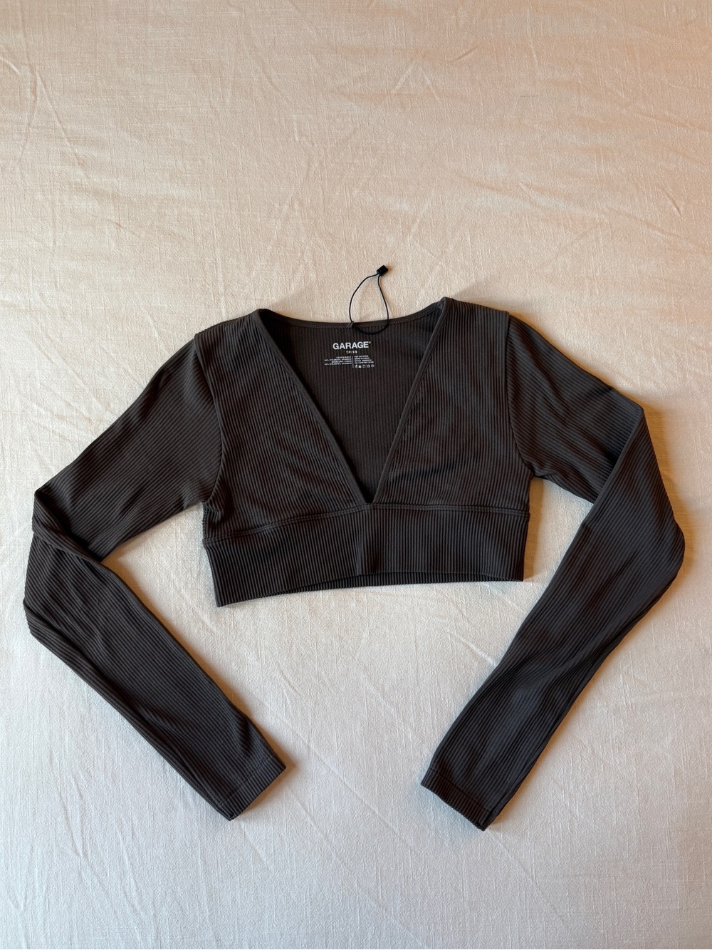Garage Scarlett Deep Plunge Long Sleeve Crop Top